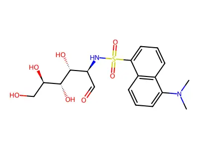 2-deoxy-2-amino-N-(5-dimethylamino-1-naphthalenesulfonyl)glucose structure