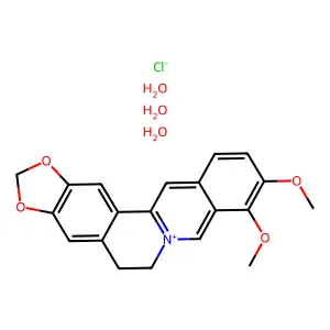Benzo(g)-1,3-benzodioxolo(5,6-a)quinolizinium, 5,6-dihydro-9,10-dimethoxy-, chloride, trihydrate structure