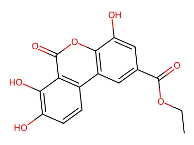 6H-Dibenzo(b,d)pyran-2-carboxylic acid, 4,7,8-trihydroxy-6-oxo-, ethyl ester structure