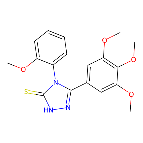 4-(2-methoxyphenyl)-3-(3,4,5-trimethoxyphenyl)-1H-1,2,4-triazole-5-thione structure