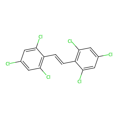 1,3,5-trichloro-2-[(E)-2-(2,4,6-trichlorophenyl)ethenyl]benzene structure