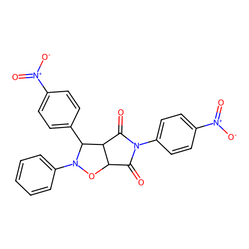3,5-bis(4-nitrophenyl)-2-phenyl-3a,6a-dihydro-3H-pyrrolo[3,4-d][1,2]oxazole-4,6-dione structure