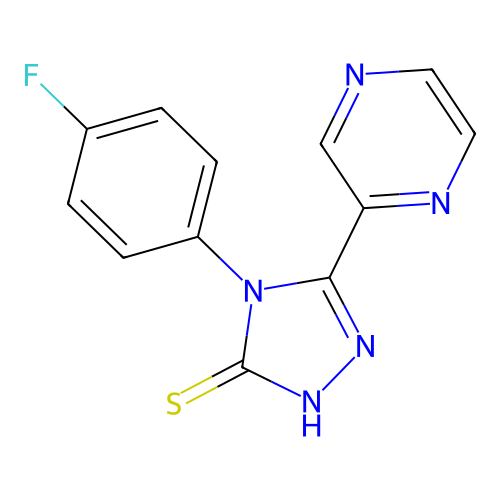 4-(4-fluorophenyl)-5-(pyrazin-2-yl)-4H-1,2,4-triazole-3-thiol structure