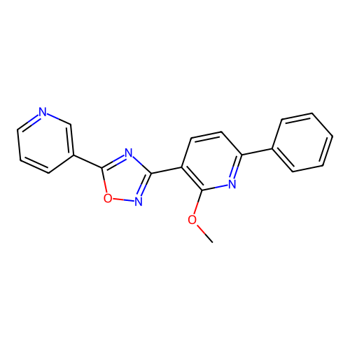 2-Methoxy-6-phenyl-3-[5-(pyridin-3-yl)-1,2,4-oxadiazol-3-yl]pyridine structure