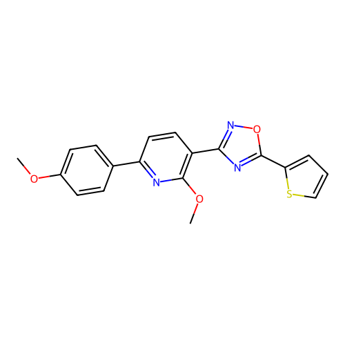 3-[2-Methoxy-6-(4-methoxyphenyl)-3-pyridyl]-5-(2-thienyl)-1,2,4-oxadiazole structure