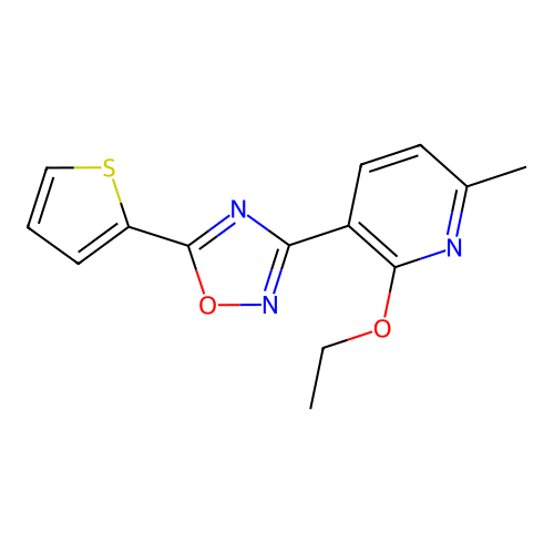 Pyridine, 2-ethoxy-6-methyl-3-(5-thiophen-2-yl-[1,2,4]oxadiazol-3-yl)- structure