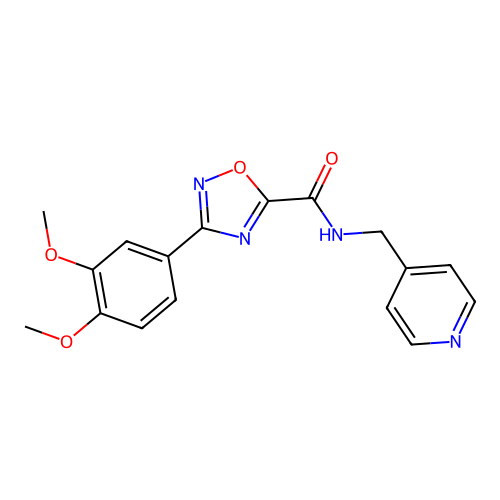 3-(3,4-dimethoxyphenyl)-N-(pyridin-4-ylmethyl)-1,2,4-oxadiazole-5-carboxamide structure