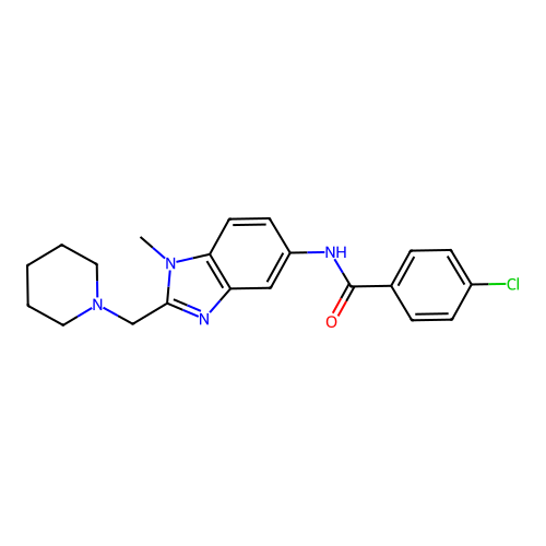 4-chloro-N-[1-methyl-2-(piperidin-1-ylmethyl)-1H-benzimidazol-5-yl]benzamide structure