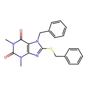 7-benzyl-8-(benzylsulfanyl)-1,3-dimethyl-2,3,6,7-tetrahydro-1H-purine-2,6-dione structure
