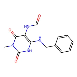 6-(Benzylamino)-3-methyl-2,4-dioxo-1,2,3,4-tetrahydro-5-pyrimidinylformamide structure