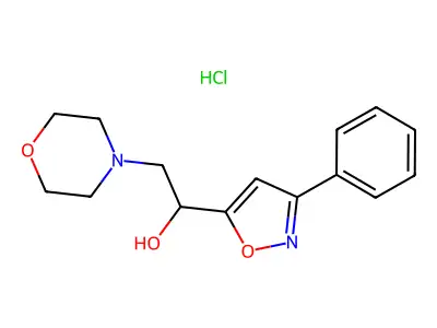 4-Morpholineethanol, alpha-(3-phenyl-5-isoxazolyl)-, monohydrochloride structure