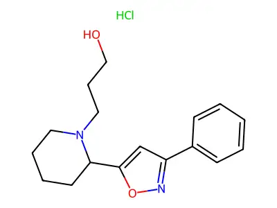 1-Piperidinepropanol, alpha-(3-phenyl-5-isoxazolyl)-, monohydrochloride structure