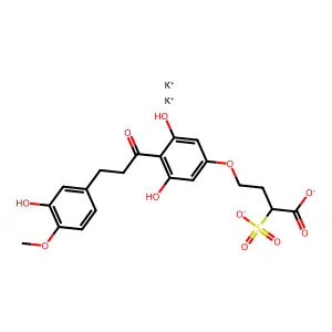 4-(3,5-Dihydroxy-4-(3-(3-hydroxy-4-methoxyphenyl)-1-oxopropyl)phenoxy)-2-sulfobutanoic acid potassium salt structure