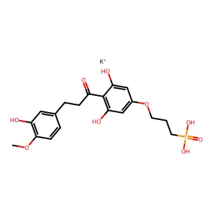 Phosphonic acid, (3-(3,5-dihydroxy-4-(3-(3-hydroxy-4-methoxyphenyl)-1-oxopropyl)phenoxy)propyl)-, potassium salt structure