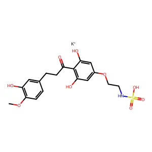 Sulfamic acid, (2-(3,5-dihydroxy-4-(3-(3-hydroxy-4-methoxyphenyl)-1-oxopropyl)phenoxy)ethyl)-, monopotassium salt structure