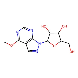 1-beta-D-ribofuranosyl-4-methoxypyrazolo[3,4-d] pyrimidine structure