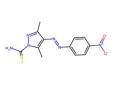 3,5-Dimethyl-4-[(4-nitrophenyl)diazenyl]pyrazole-1-carbothioamide structure
