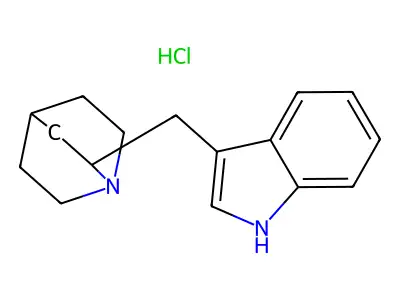 Quinuclidine, 2-(3-indolylmethyl)-, monohydrochloride structure