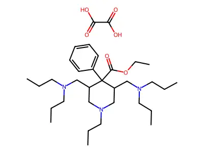 Isonipecotic acid, 3,5-bis((dipropylamino)methyl)-4-phenyl-1-propyl-, ethyl ester, oxalate structure