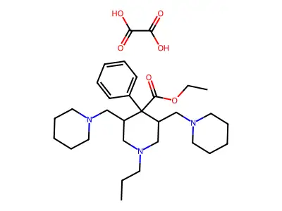 Isonipecotic acid, 3,5-bis(piperidinomethyl)-4-phenyl-1-propyl-, ethyl ester, oxalate structure