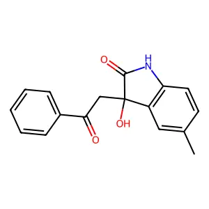3-hydroxy-5-methyl-3-phenacyl-1H-indol-2-one structure