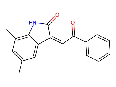 5,7-dimethyl-3-phenacylidene-1H-indol-2-one structure