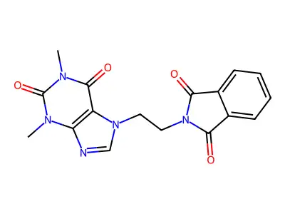 7-(2-(1,3-dioxoisoindolin-2-yl)ethyl)-1,3-dimethyl-1H-purine-2,6(3H,7H)-dione structure