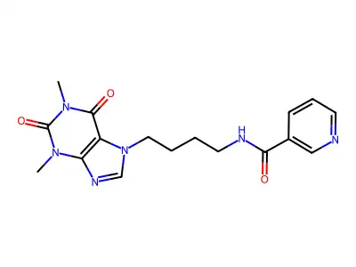 3-Pyridinecarboxamide, N-(4-(1,2,3,6-tetrahydro-1,3-dimethyl-2,6-dioxo-7H-purin-7-yl)butyl)- structure