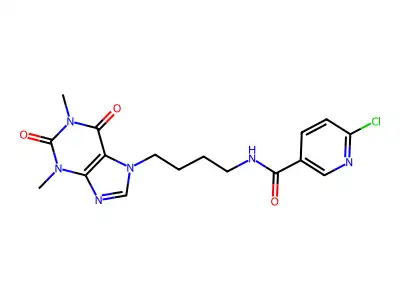 Theophylline, 7-(4-(6-chloronicotinamido)butyl)- structure