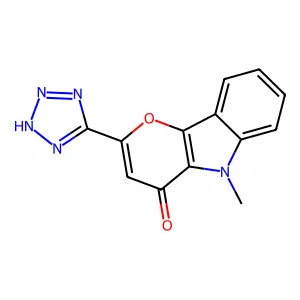 5-Methyl-2-(1H-tetraazol-5-yl)pyrano(3,2-b)indol-4(5H)-one structure