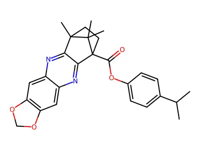 4-(Propan-2-yl)phenyl 9,12,12-trimethyl-8,9-dihydro-2H-6,9-methano[1,3]dioxolo[4,5-b]phenazine-6(7H)-carboxylate structure
