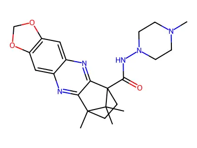 9,12,12-Trimethyl-N-(4-methylpiperazin-1-yl)-8,9-dihydro-2H-6,9-methano[1,3]dioxolo[4,5-b]phenazine-6(7H)-carboxamide structure