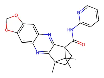9,12,12-Trimethyl-N-(pyridin-2-yl)-8,9-dihydro-2H-6,9-methano[1,3]dioxolo[4,5-b]phenazine-6(7H)-carboxamide structure