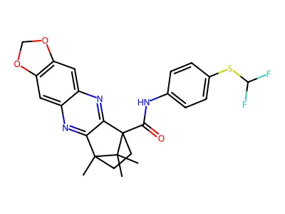 N-{4-[(Difluoromethyl)sulfanyl]phenyl}-9,12,12-trimethyl-8,9-dihydro-2H-6,9-methano[1,3]dioxolo[4,5-b]phenazine-6(7H)-carboxamide structure