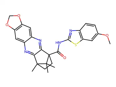 N-(6-Methoxy-1,3-benzothiazol-2-yl)-9,12,12-trimethyl-8,9-dihydro-2H-6,9-methano[1,3]dioxolo[4,5-b]phenazine-6(7H)-carboxamide structure