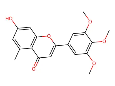 4H-1-Benzopyran-4-one, 7-hydroxy-5-methyl-2-(3,4,5-trimethoxyphenyl)- structure