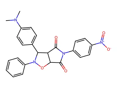 3-(4-(dimethylamino)phenyl)-5-(4-nitrophenyl)-2-phenyldihydro-2H-pyrrolo[3,4-d]isoxazole-4,6(5H,6aH)-dione structure
