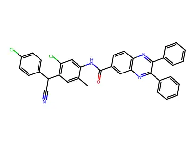 N-{5-chloro-4-[(4-chlorophenyl)(cyano)methyl]-2-methylphenyl}-2,3-diphenylquinoxaline-6-carboxamide structure