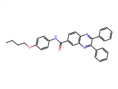 N-(4-butoxyphenyl)-2,3-diphenylquinoxaline-6-carboxamide structure