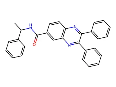 2,3-diphenyl-N-(1-phenylethyl)quinoxaline-6-carboxamide structure
