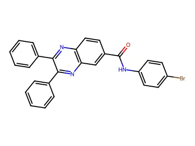 N-(4-bromophenyl)-2,3-diphenylquinoxaline-6-carboxamide structure
