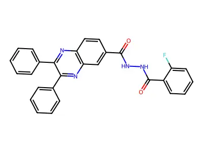 N'-(2-fluorobenzoyl)-2,3-diphenylquinoxaline-6-carbohydrazide structure