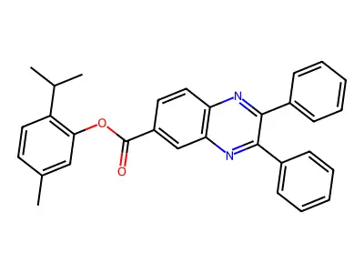 (5-Methyl-2-propan-2-ylphenyl) 2,3-diphenylquinoxaline-6-carboxylate structure