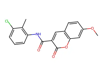 N-(3-chloro-2-methylphenyl)-7-methoxy-2-oxochromene-3-carboxamide structure