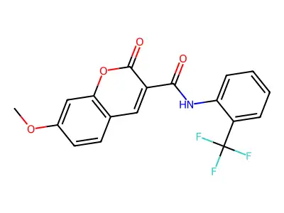 7-methoxy-2-oxo-N-[2-(trifluoromethyl)phenyl]chromene-3-carboxamide structure