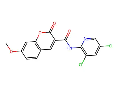 N-(3,5-dichloropyridin-2-yl)-7-methoxy-2-oxochromene-3-carboxamide structure