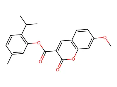 5-Methyl-2-(propan-2-yl)phenyl 7-methoxy-2-oxo-2H-1-benzopyran-3-carboxylate structure