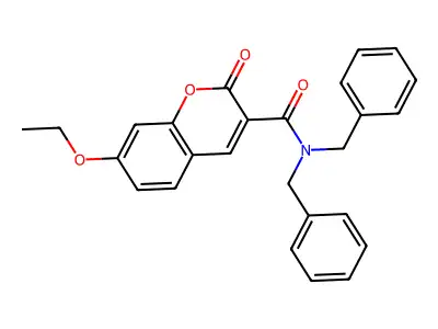 N,N-Dibenzyl-7-ethoxy-2-oxo-2H-1-benzopyran-3-carboxamide structure