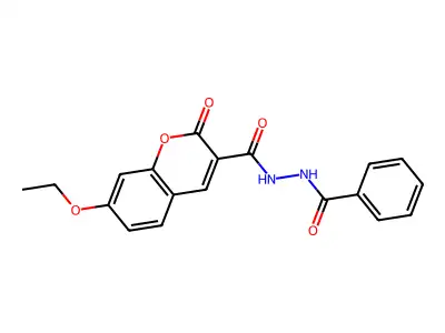 N'-benzoyl-7-ethoxy-2-oxochromene-3-carbohydrazide structure
