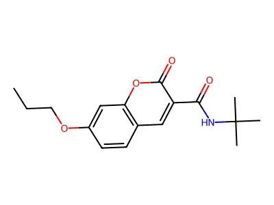 N-tert-Butyl-2-oxo-7-propoxy-2H-1-benzopyran-3-carboxamide structure